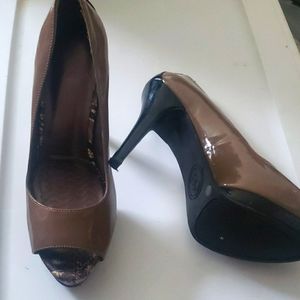 Jessica Simpson Mocha Peep Toe Pumps